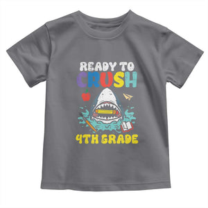 Shark Ready To Crush 4th Grade Toddler T Shirt Cool Boys First Day of School Gift