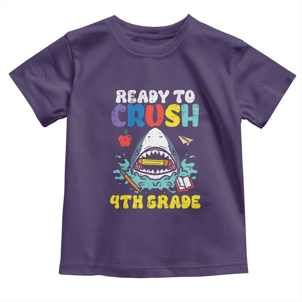 Shark Ready To Crush 4th Grade Toddler T Shirt Cool Boys First Day of School Gift