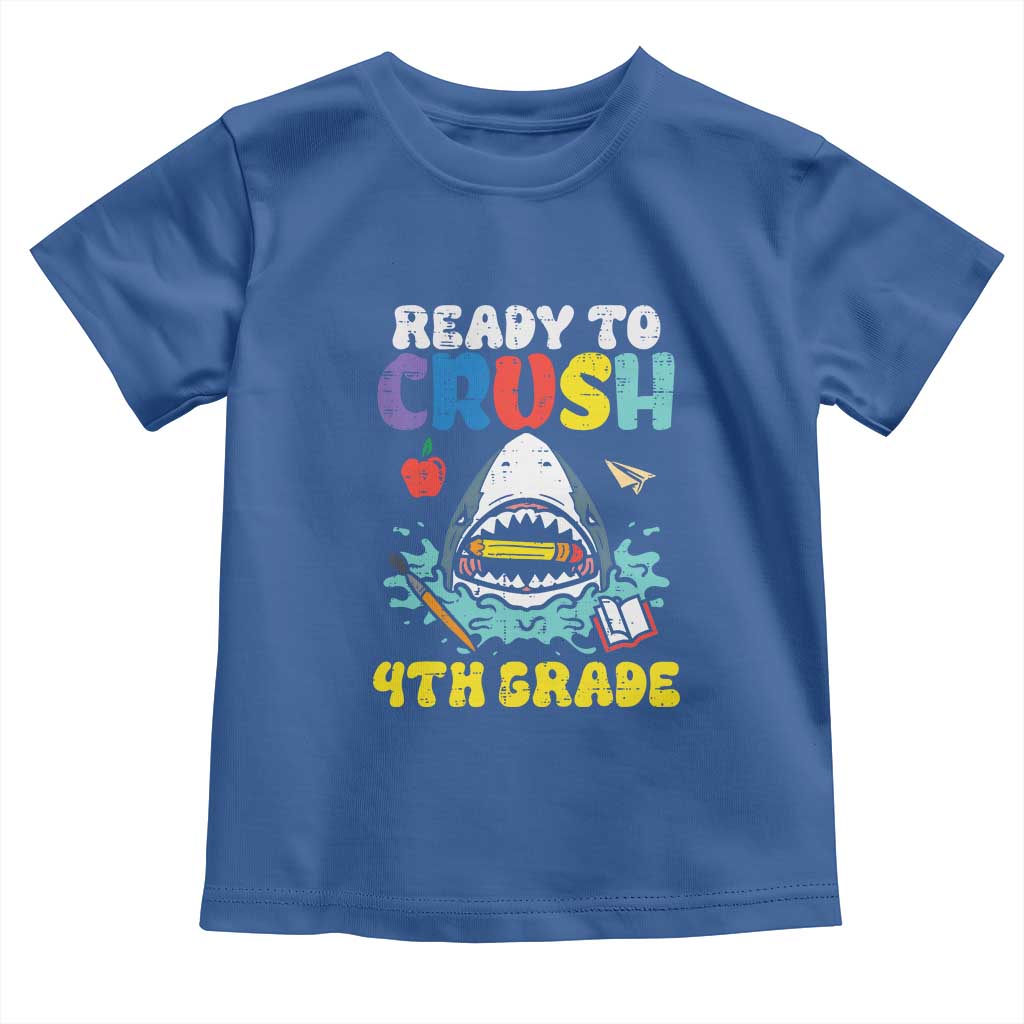 Shark Ready To Crush 4th Grade Toddler T Shirt Cool Boys First Day of School Gift