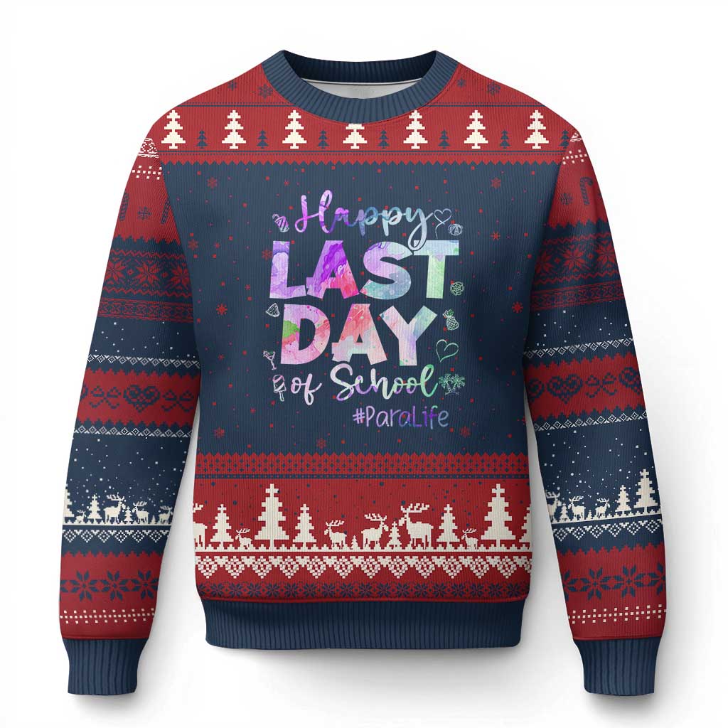 Para Life Beach Mode Ugly Christmas Sweater Funny Last Day of School Summer Vacation Gift TS01 Navy Red Print Your Wear