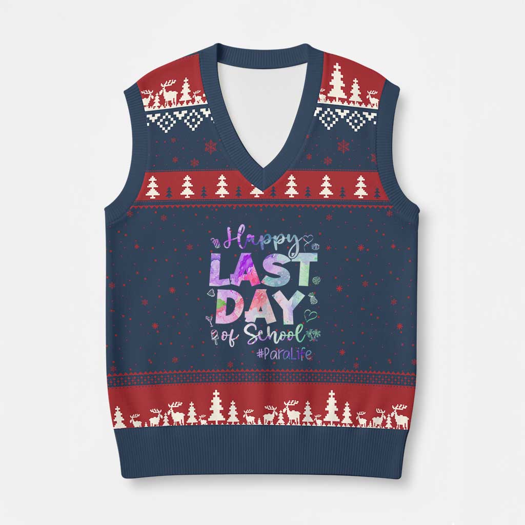 Para Life Beach Mode V-Neck Knit Sweater Vest Funny Last Day of School Summer Vacation Gift