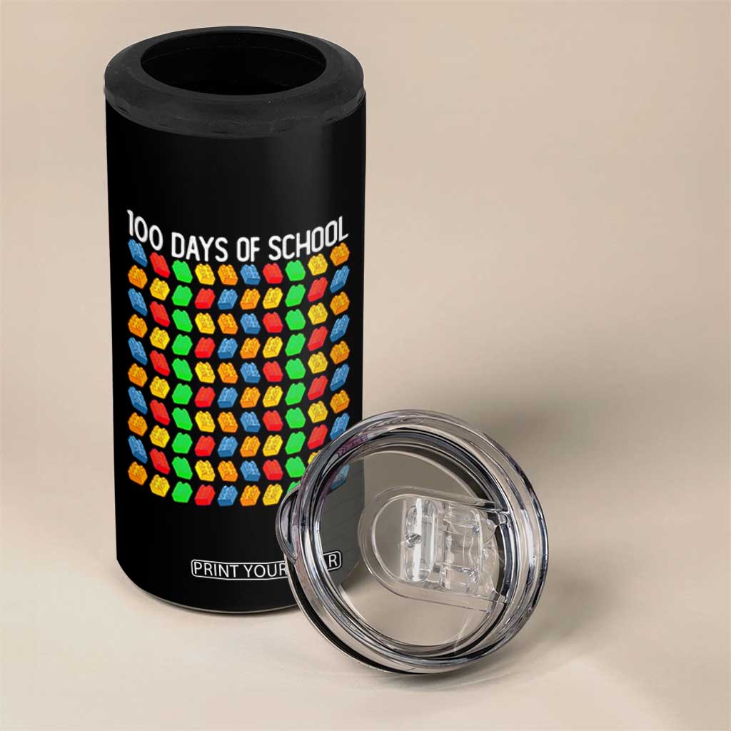 Master Builder 100 Days of School 4 in 1 Can Cooler Tumbler Funny Toy Building Blocks Gift