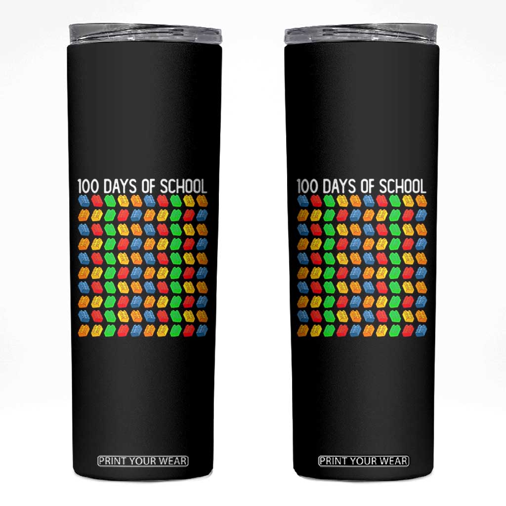 Master Builder 100 Days of School Skinny Tumbler Funny Toy Building Blocks Gift