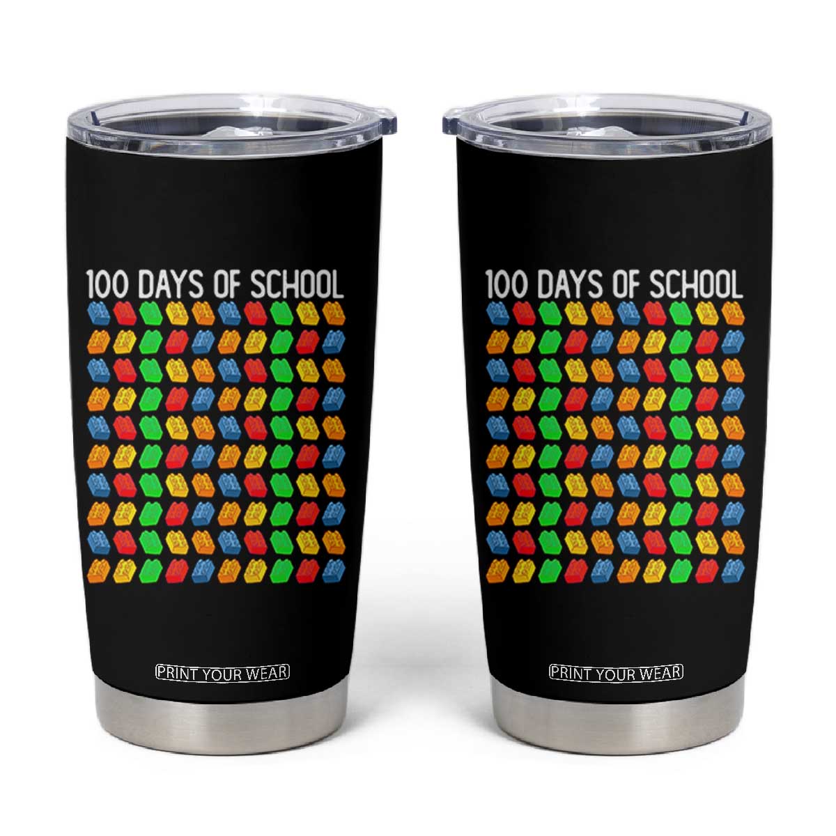 Master Builder 100 Days of School Tumbler Cup Funny Toy Building Blocks Gift