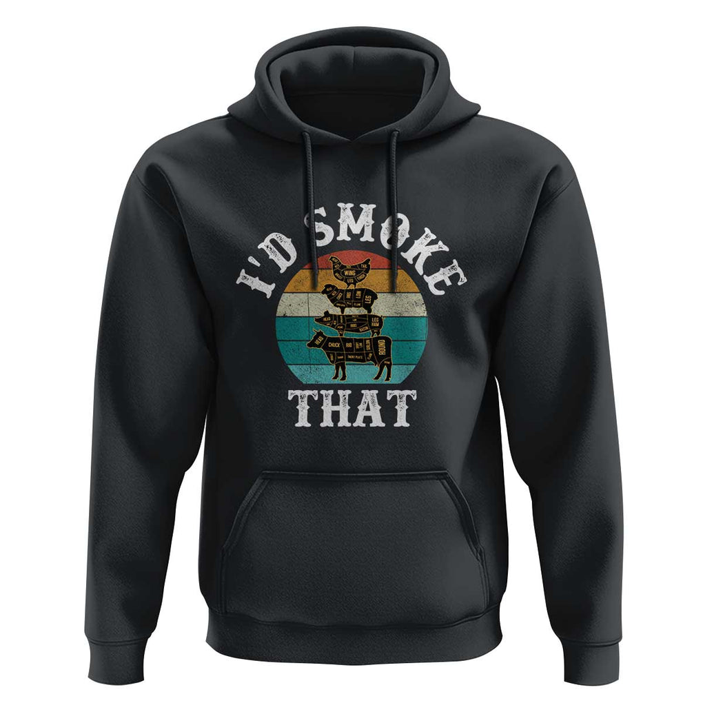 Funny Retro BBQ Party Smoker Chef Dad Gift - I'd Smoke That Hoodie TS01 Black Print Your Wear