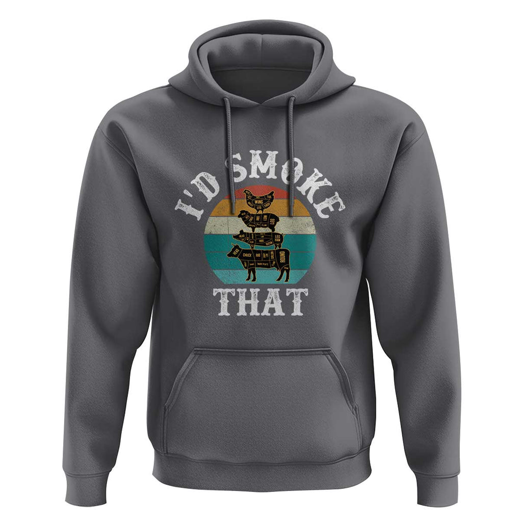 Funny Retro BBQ Party Smoker Chef Dad Gift - I'd Smoke That Hoodie TS01 Charcoal Print Your Wear
