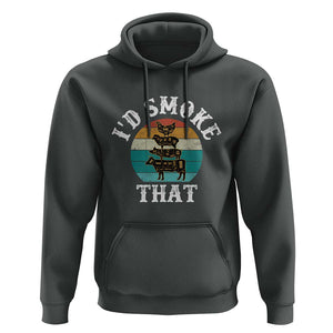 Funny Retro BBQ Party Smoker Chef Dad Gift - I'd Smoke That Hoodie TS01 Dark Heather Print Your Wear