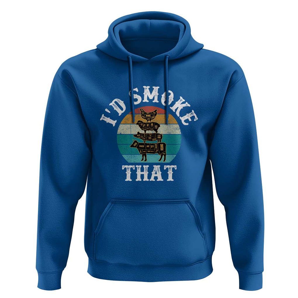 Funny Retro BBQ Party Smoker Chef Dad Gift - I'd Smoke That Hoodie TS01 Royal Blue Print Your Wear
