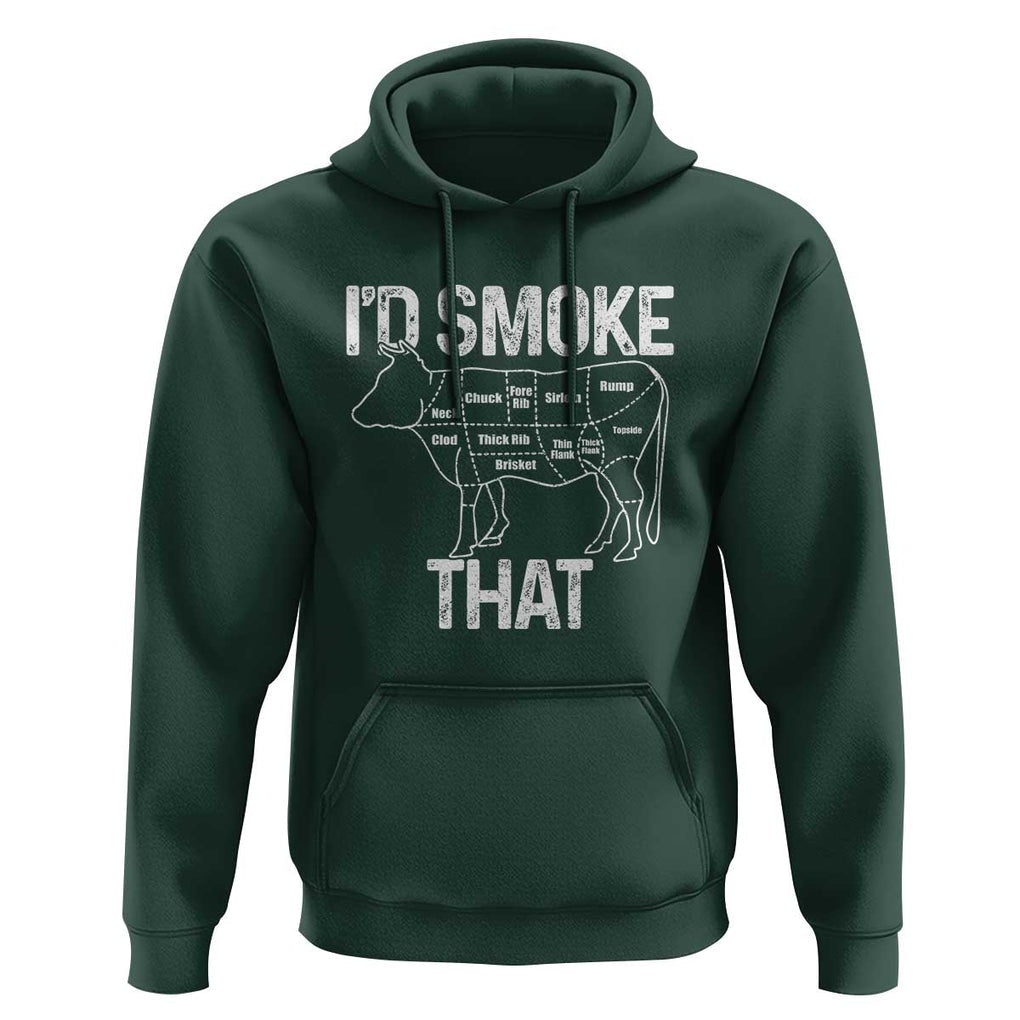 Chef Butcher Smoke Funny Hoodie BBQ Grilling Gift, Comfortable Cotton Tee, Humor Design TS01 Dark Forest Green Print Your Wear