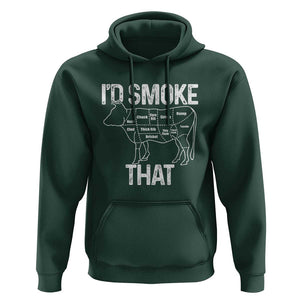 Chef Butcher Smoke Funny Hoodie BBQ Grilling Gift, Comfortable Cotton Tee, Humor Design TS01 Dark Forest Green Print Your Wear