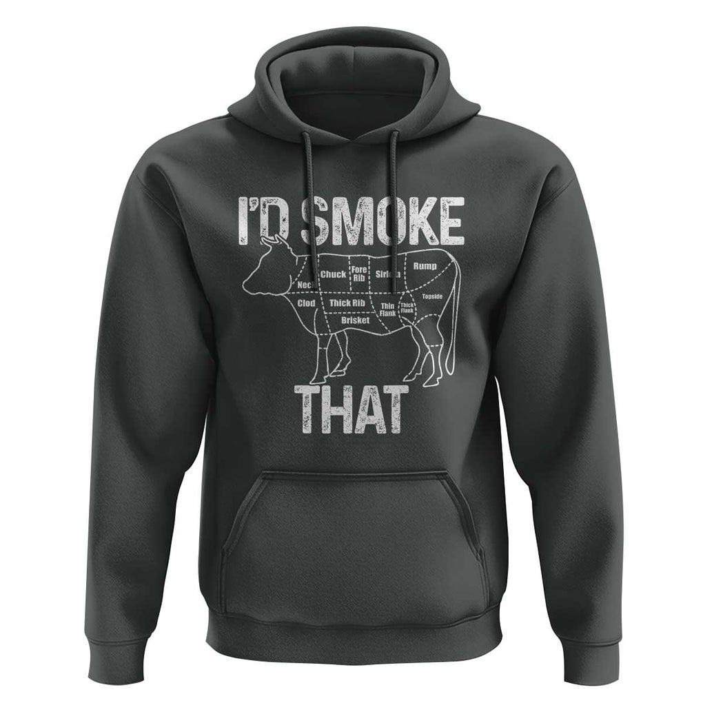 Chef Butcher Smoke Funny Hoodie BBQ Grilling Gift, Comfortable Cotton Tee, Humor Design TS01 Dark Heather Print Your Wear