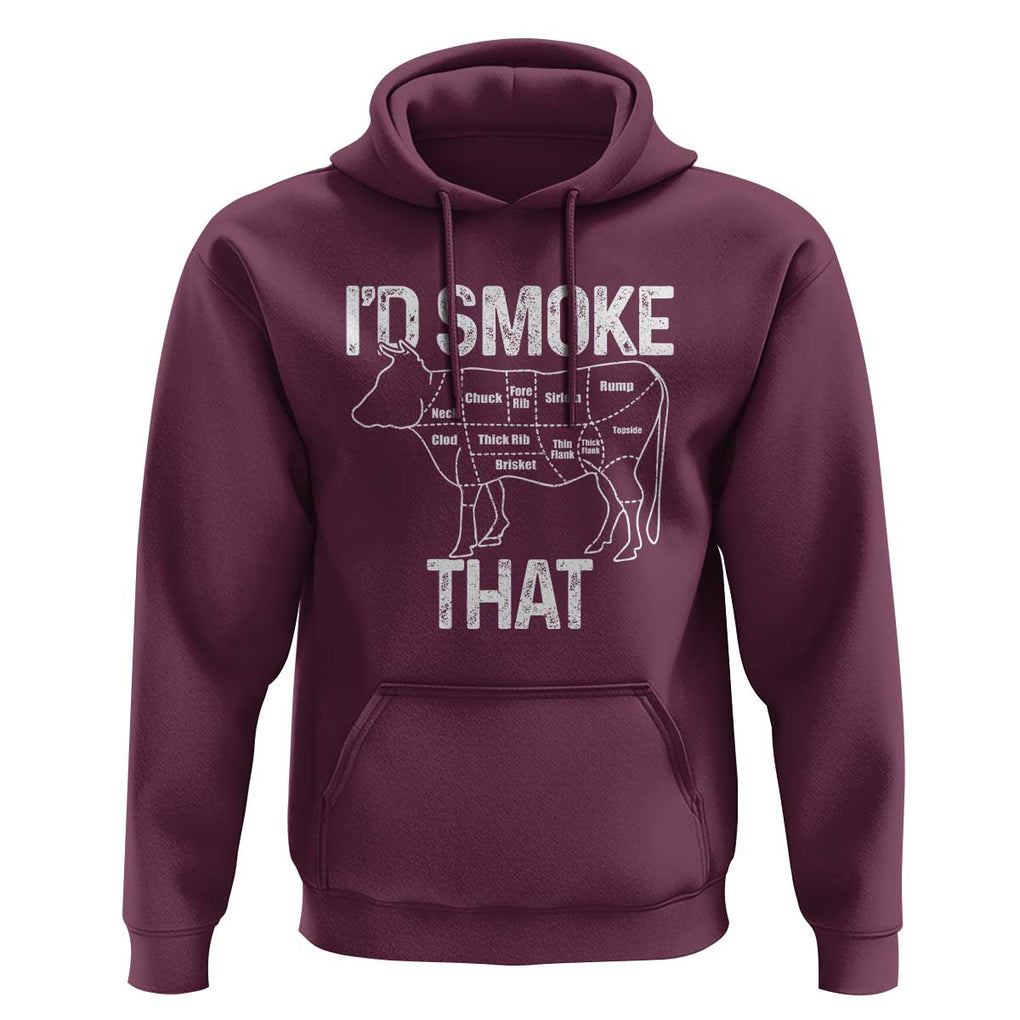 Chef Butcher Smoke Funny Hoodie BBQ Grilling Gift, Comfortable Cotton Tee, Humor Design TS01 Maroon Print Your Wear