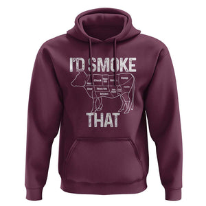 Chef Butcher Smoke Funny Hoodie BBQ Grilling Gift, Comfortable Cotton Tee, Humor Design TS01 Maroon Print Your Wear