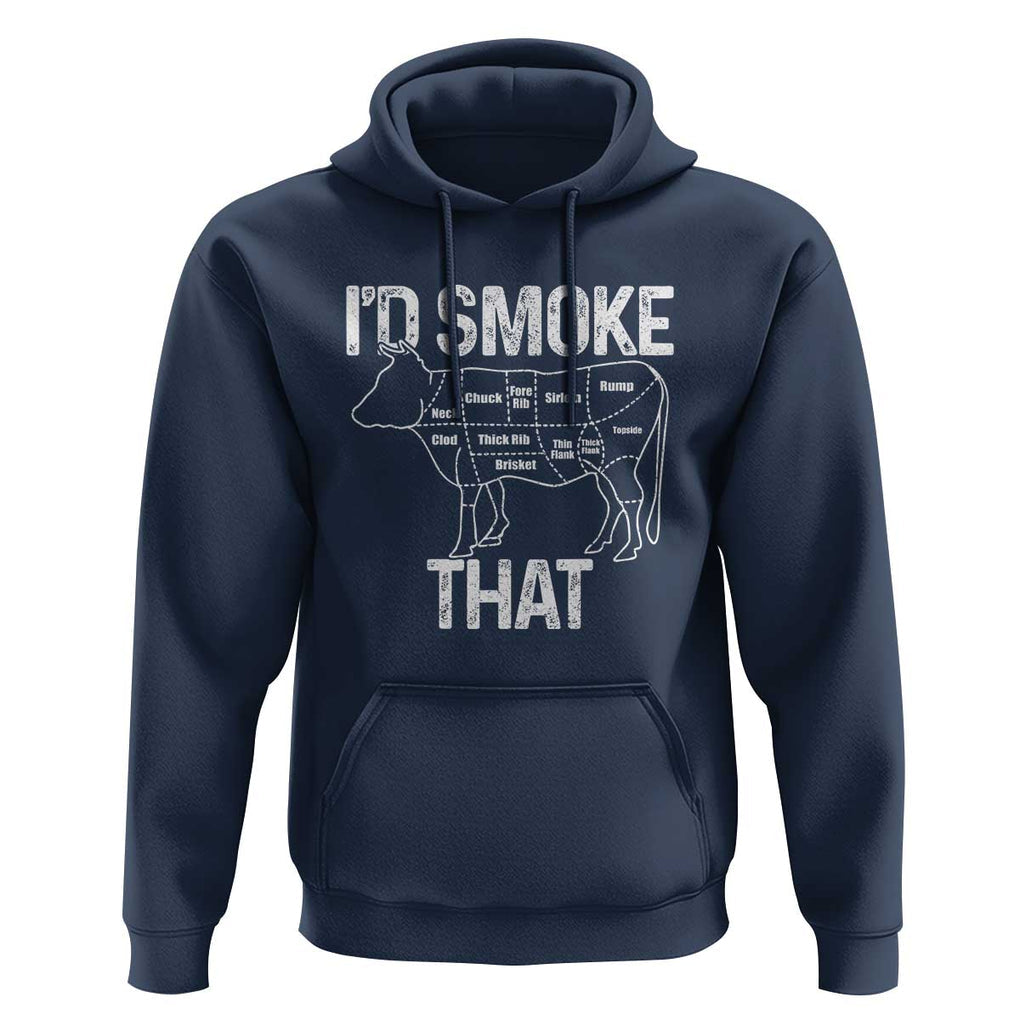 Chef Butcher Smoke Funny Hoodie BBQ Grilling Gift, Comfortable Cotton Tee, Humor Design TS01 Navy Print Your Wear