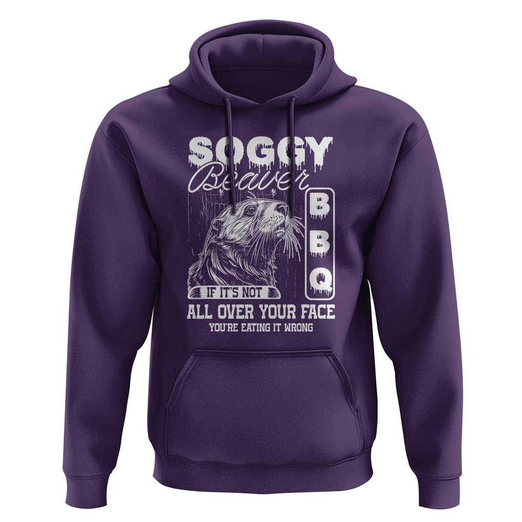 Soggy Beaver Funny BBQ Hoodie Humorous Eating Design, Comfortable Cotton Tee, Unique Gift TS01 Purple Print Your Wear