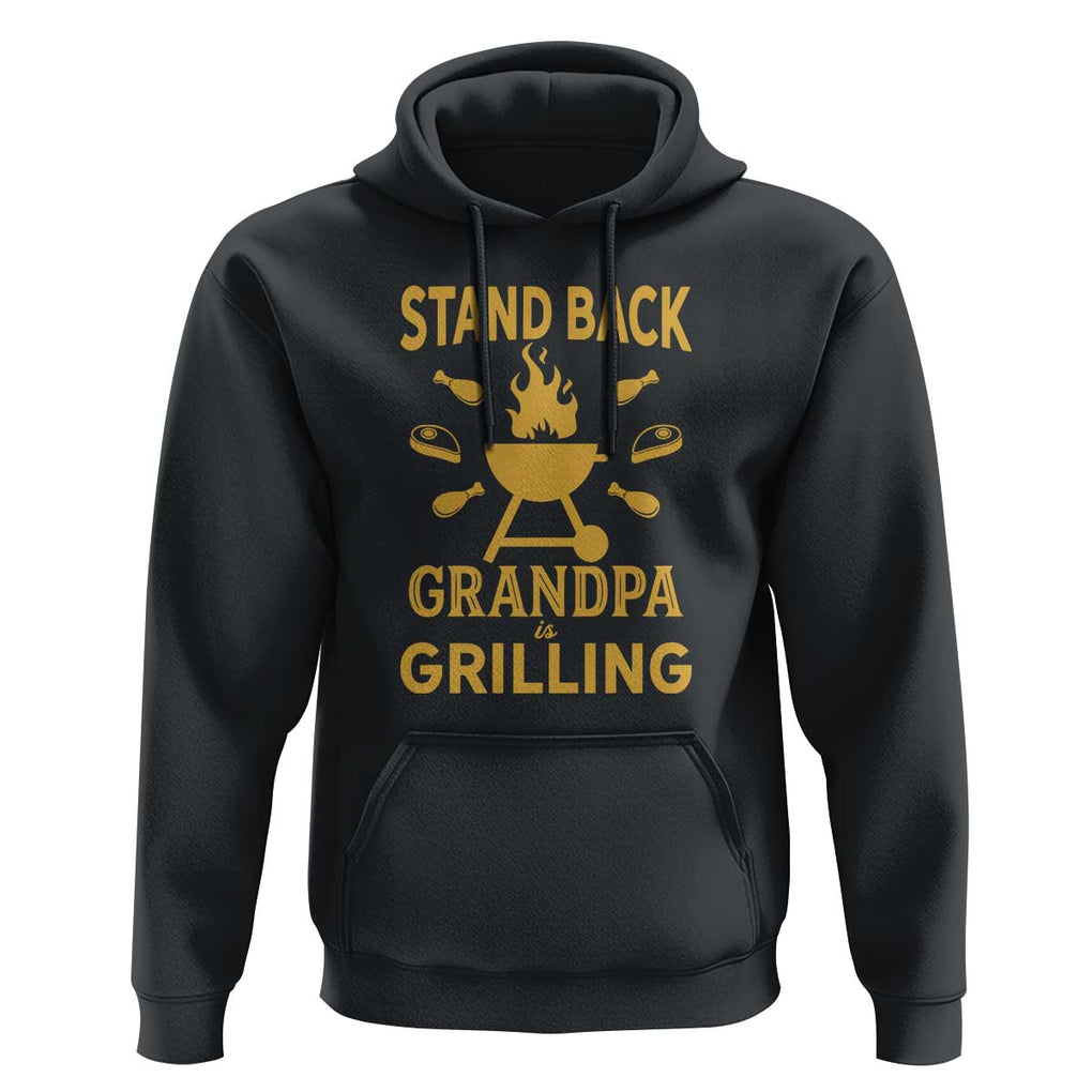 Mens Funny Grandpa Grilling Hoodie Stand Back BBQ Tee, Fathers Day Gift, Comfortable Cotton TS01 Black Print Your Wear