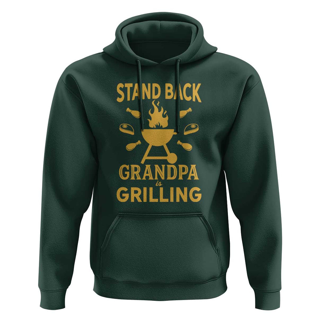 Mens Funny Grandpa Grilling Hoodie Stand Back BBQ Tee, Fathers Day Gift, Comfortable Cotton TS01 Dark Forest Green Print Your Wear