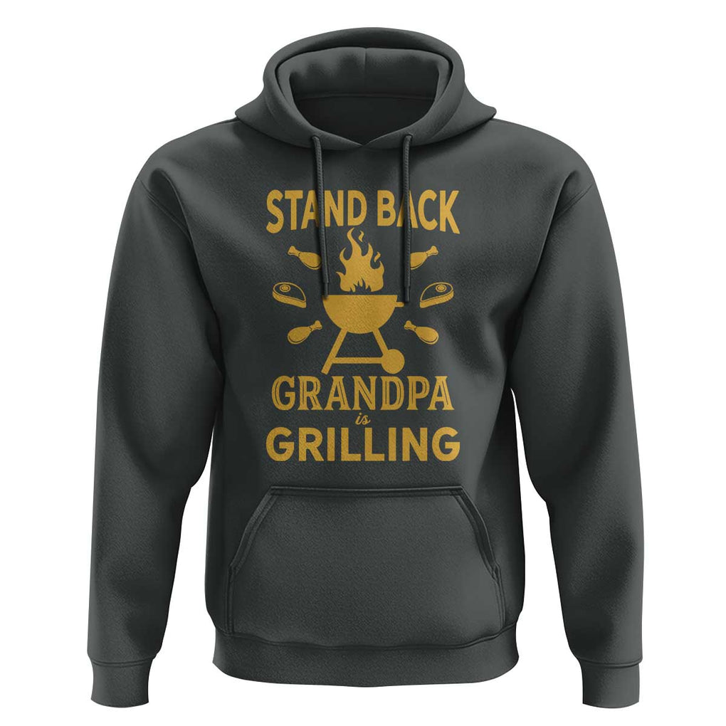 Mens Funny Grandpa Grilling Hoodie Stand Back BBQ Tee, Fathers Day Gift, Comfortable Cotton TS01 Dark Heather Print Your Wear