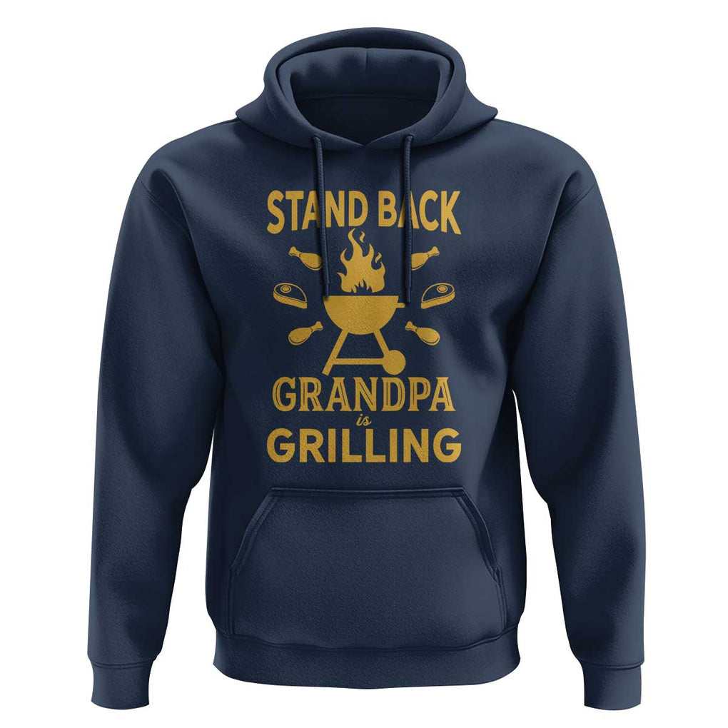 Mens Funny Grandpa Grilling Hoodie Stand Back BBQ Tee, Fathers Day Gift, Comfortable Cotton TS01 Navy Print Your Wear