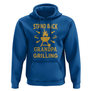 Mens Funny Grandpa Grilling Hoodie Stand Back BBQ Tee, Fathers Day Gift, Comfortable Cotton TS01 Royal Blue Print Your Wear