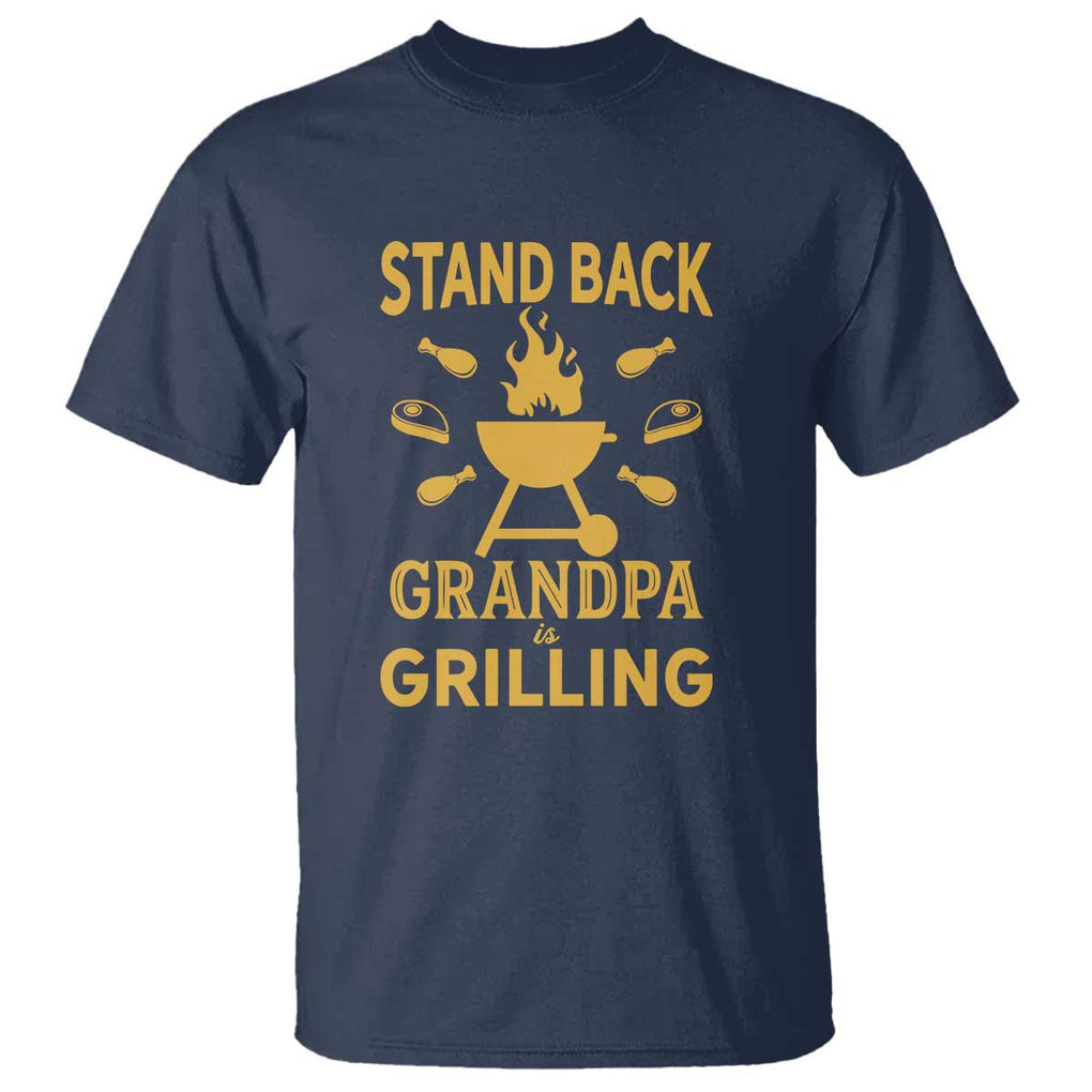 Mens Funny Grandpa Grilling T Shirt Stand Back BBQ Tee, Fathers Day Gift, Comfortable Cotton TS01 Navy Print Your Wear