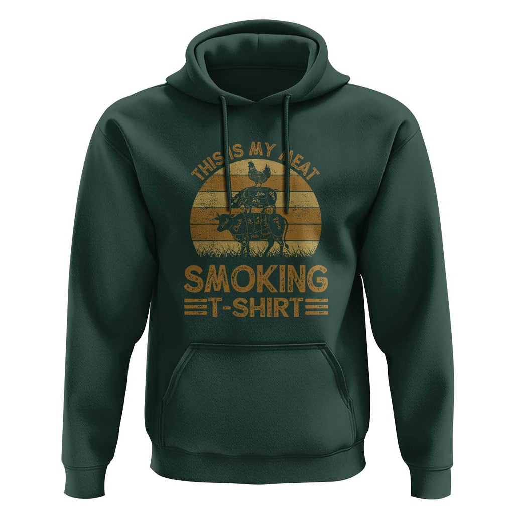 Funny Meat Smoking Hoodie BBQ Barbeque Dad Gift TS01 Dark Forest Green Print Your Wear