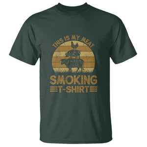 Funny Meat Smoking T Shirt BBQ Barbeque Dad Gift TS01 Dark Forest Green Print Your Wear