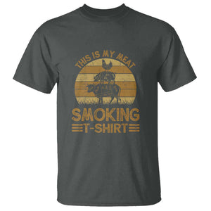 Funny Meat Smoking T Shirt BBQ Barbeque Dad Gift TS01 Dark Heather Print Your Wear
