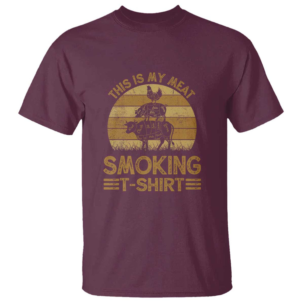 Funny Meat Smoking T Shirt BBQ Barbeque Dad Gift TS01 Maroon Print Your Wear