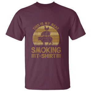 Funny Meat Smoking T Shirt BBQ Barbeque Dad Gift TS01 Maroon Print Your Wear