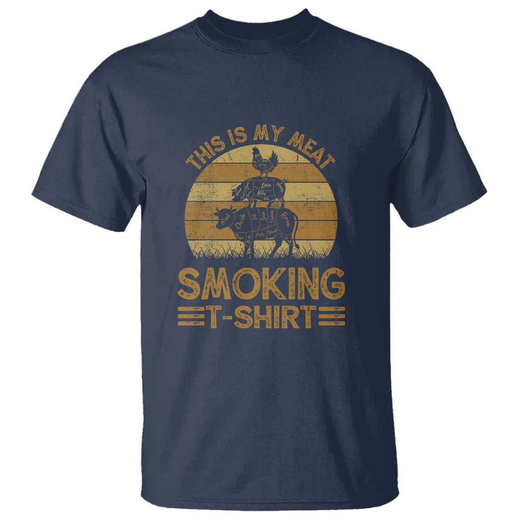 Funny Meat Smoking T Shirt BBQ Barbeque Dad Gift TS01 Navy Print Your Wear