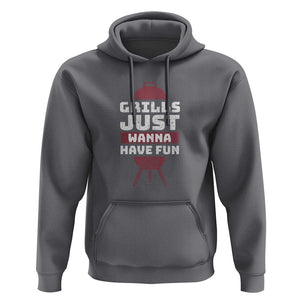 Grilling BBQ Hoodie Funny Grills Just Wanna Have Fun Distressed TS01 Charcoal Print Your Wear