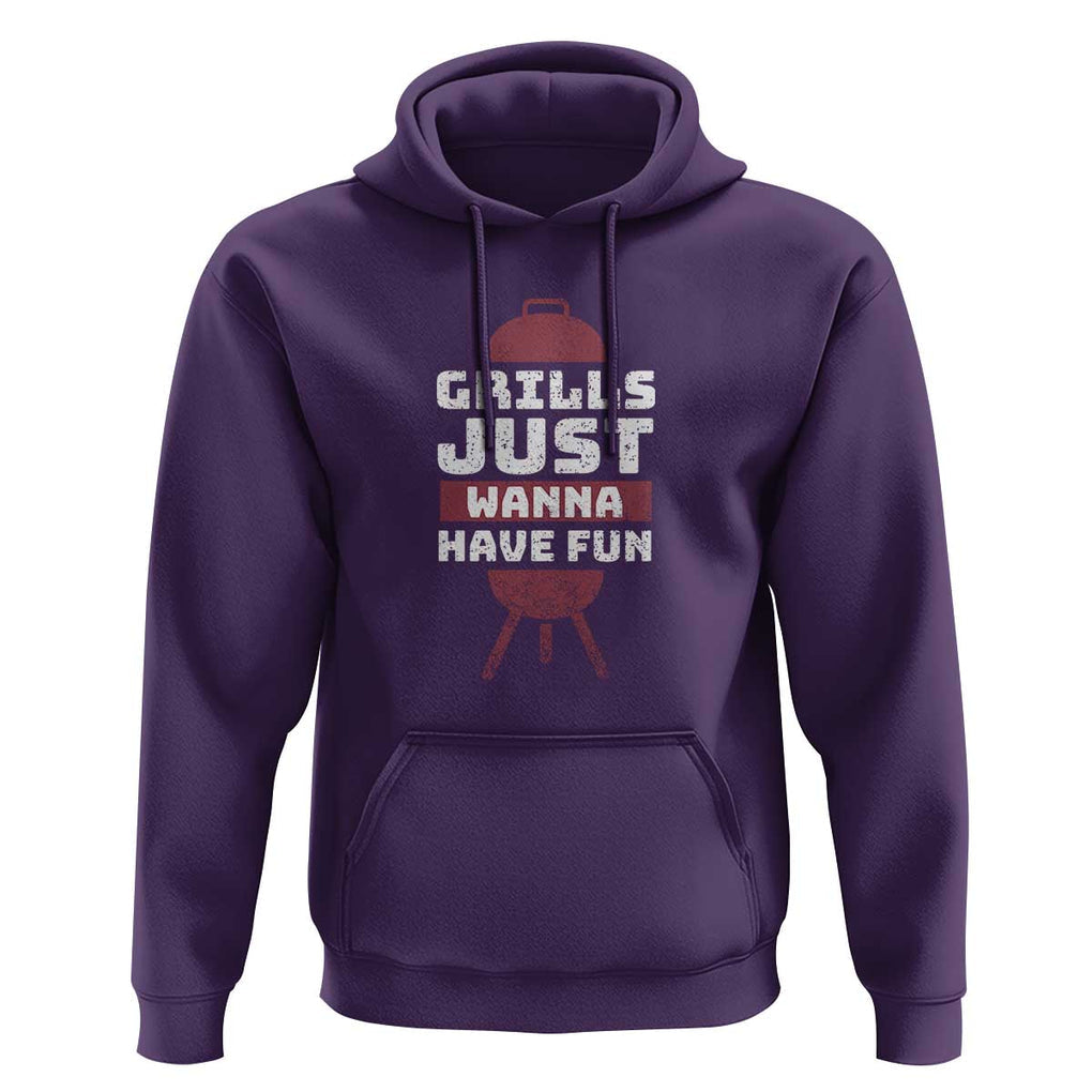 Grilling BBQ Hoodie Funny Grills Just Wanna Have Fun Distressed TS01 Purple Print Your Wear