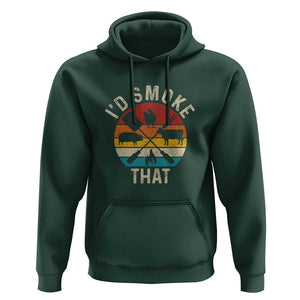 Vintage BBQ Hoodie Chef Butcher, I'd Smoke That Funny Father's Day Gift TS01 Dark Forest Green Print Your Wear