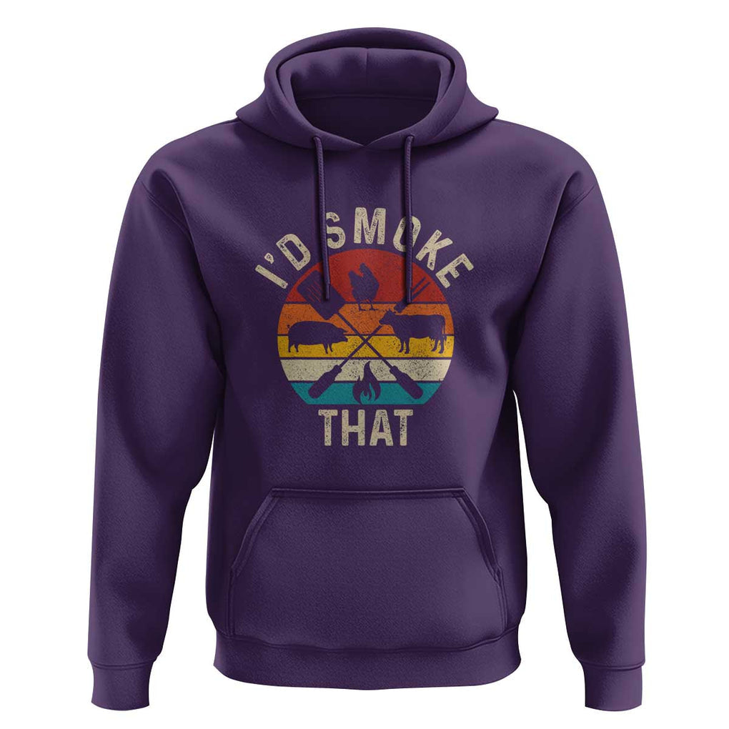Vintage BBQ Hoodie Chef Butcher, I'd Smoke That Funny Father's Day Gift TS01 Purple Print Your Wear