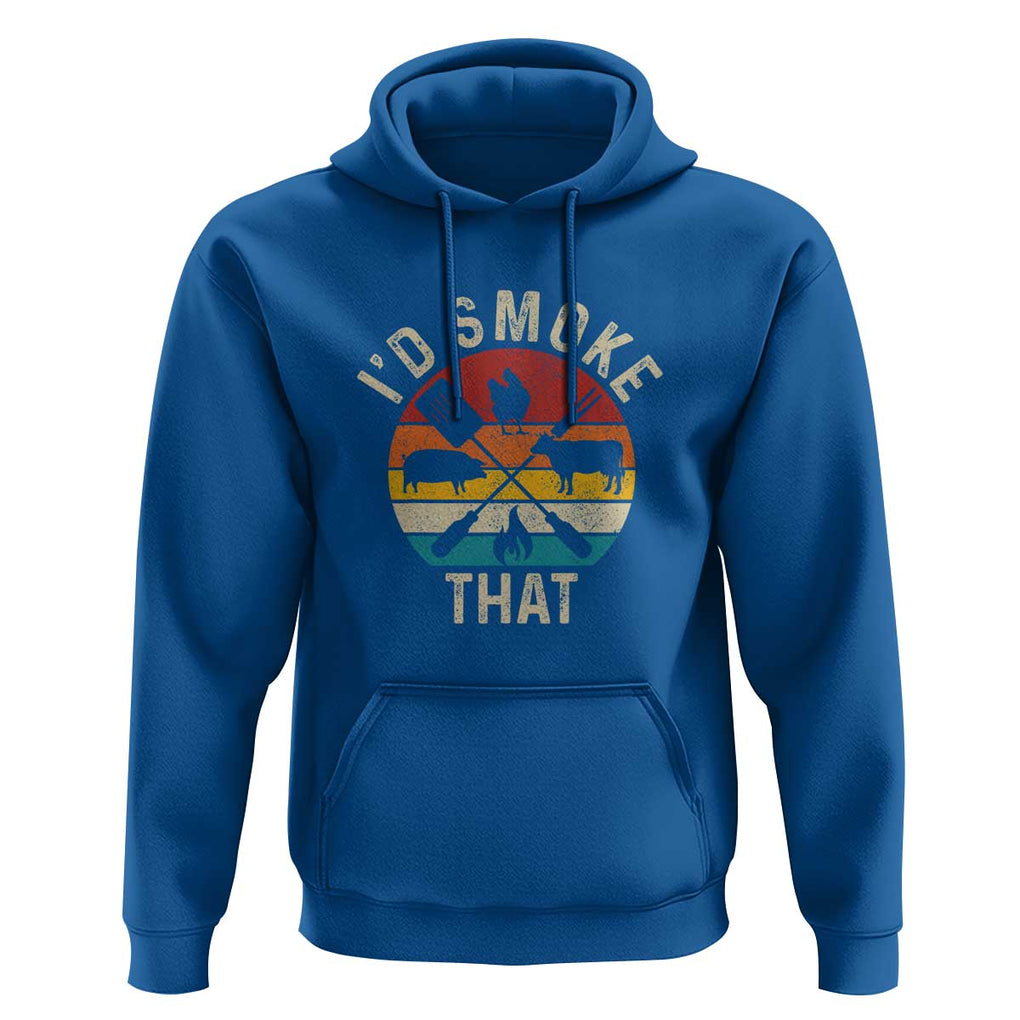 Vintage BBQ Hoodie Chef Butcher, I'd Smoke That Funny Father's Day Gift TS01 Royal Blue Print Your Wear