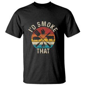 Vintage BBQ T Shirt Chef Butcher, I'd Smoke That Funny Father's Day Gift TS01 Black Print Your Wear