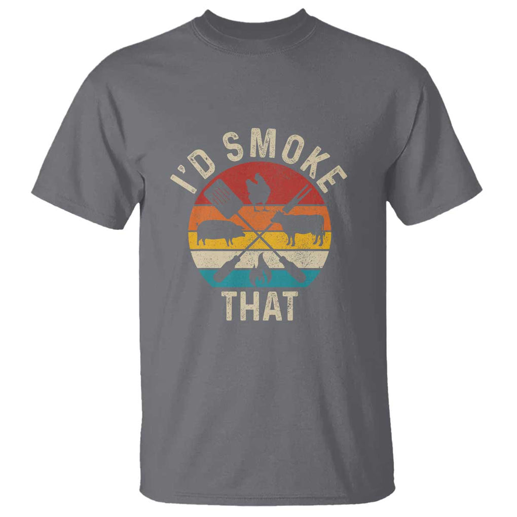 Vintage BBQ T Shirt Chef Butcher, I'd Smoke That Funny Father's Day Gift TS01 Charcoal Print Your Wear