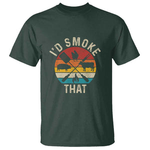 Vintage BBQ T Shirt Chef Butcher, I'd Smoke That Funny Father's Day Gift TS01 Dark Forest Green Print Your Wear