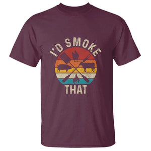Vintage BBQ T Shirt Chef Butcher, I'd Smoke That Funny Father's Day Gift TS01 Maroon Print Your Wear