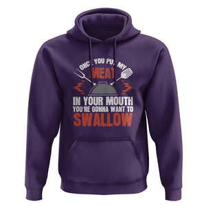 Funny BBQ Joke Hoodie Meat in Your Mouth Dirty Adult Gift TS01 Purple Print Your Wear