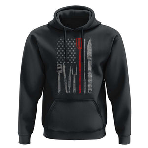 Thin Red Line USA Flag Hoodie BBQ Grill Cooking Chef Gift TS01 Black Print Your Wear