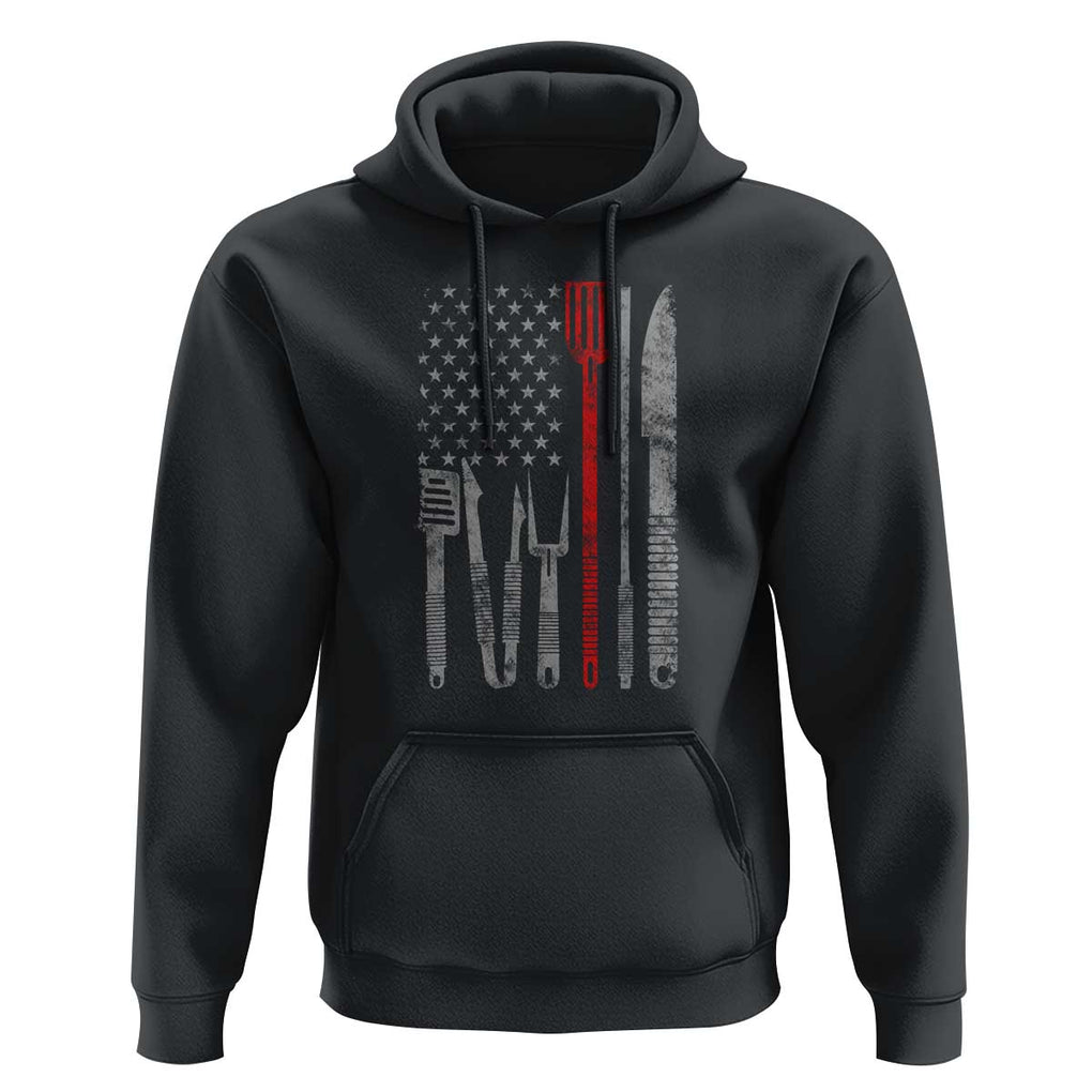 Thin Red Line USA Flag Hoodie BBQ Grill Cooking Chef Gift TS01 Black Print Your Wear