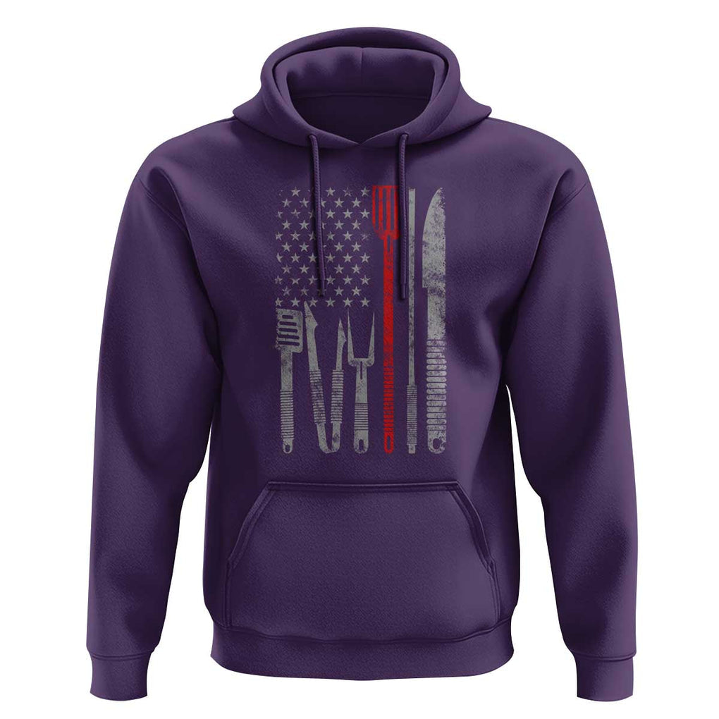 Thin Red Line USA Flag Hoodie BBQ Grill Cooking Chef Gift TS01 Purple Print Your Wear