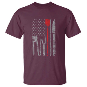Thin Red Line USA Flag T Shirt BBQ Grill Cooking Chef Gift TS01 Maroon Print Your Wear