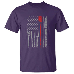 Thin Red Line USA Flag T Shirt BBQ Grill Cooking Chef Gift TS01 Purple Print Your Wear