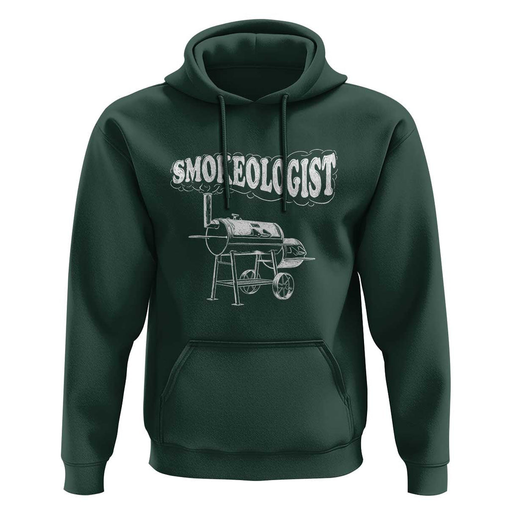 Smokeologist Hoodie Funny Pitmaster BBQ Smoker Grilling Gift TS01 Dark Forest Green Print Your Wear