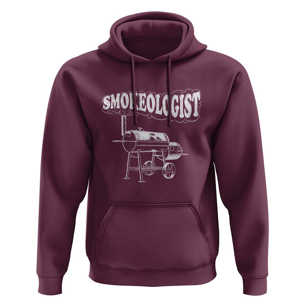 Smokeologist Hoodie Funny Pitmaster BBQ Smoker Grilling Gift TS01 Maroon Print Your Wear