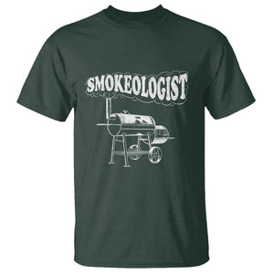 Smokeologist T Shirt Funny Pitmaster BBQ Smoker Grilling Gift TS01 Dark Forest Green Print Your Wear
