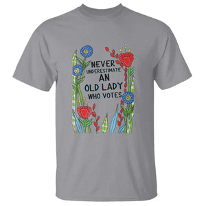 Never Underestimate an Old Lady Who Votes T Shirt Feminist Gift for Women TS01 Sport Gray Print Your Wear